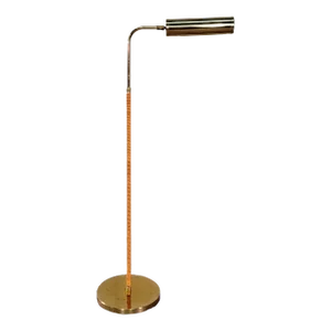 Paavo Tynell Brass and Rattan Articulating Floor Lamp