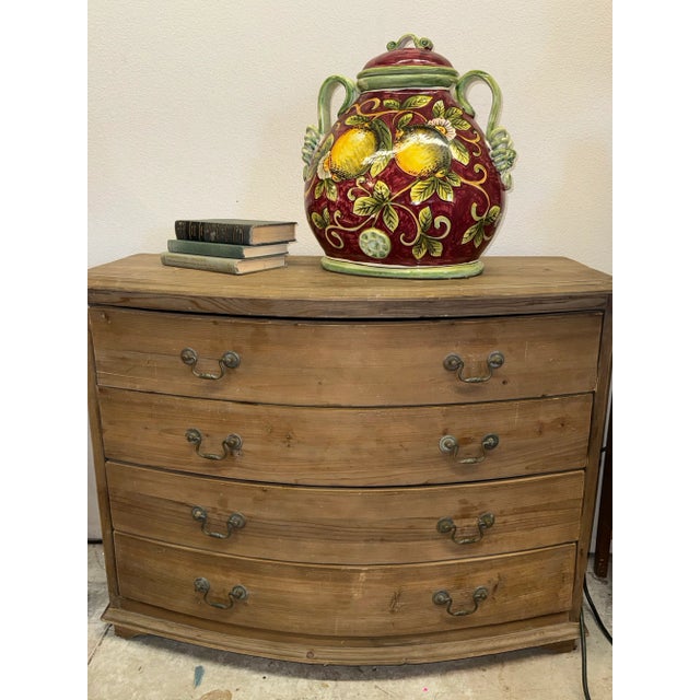 Canary Yellow Italian Lidded Olive Container, Lion Head and Lemon Tree Motif Fabulous Large For Sale - Image 8 of 8