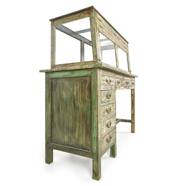 Wood Desk with Display For Sale - Image 4 of 10