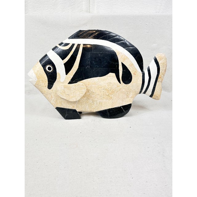 Postmodern Vintage Maitland Smith Tessellated Stone Fish Sculpture For Sale - Image 3 of 10