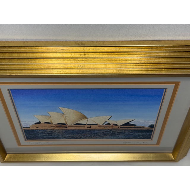 Wood 20th Century Painting Sydney Harbour Opera House House Australia Signed G. Douglas Hemingway For Sale - Image 7 of 18