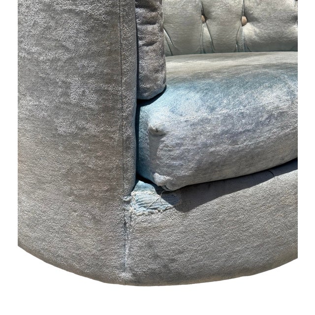 Mid Century Modern Milo Baughman Style Swivel Barrel Tub Chairs - A Pair For Sale - Image 11 of 11