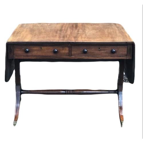 Regency Sofa Table in Cuban Mahogany with Inlay For Sale - Image 12 of 14