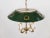 Brass Bouillotte chandelier in French Empire style for 4 bulbs with adjustable metal lampshade painted green and bronze...
