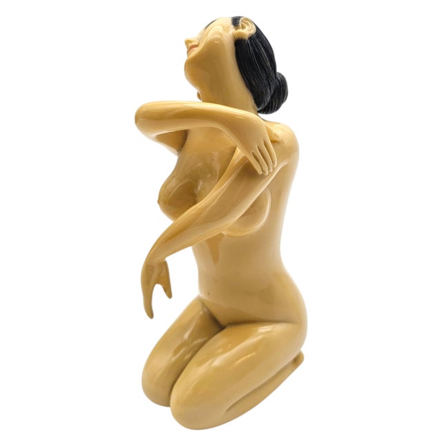 Pair of Vintage Japanese Bathing Beauty Female Nude Figurine Sculptures, Figurative Mid-Century Art Objects For Sale - Image 12 of 18