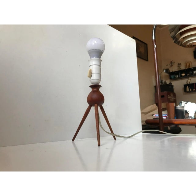 Severin Hansen Mid-Century Teak Tripod Table Lamp by Severin Hansen for Haslev Møbelsnedkeri, 1960s For Sale - Image 4 of 9