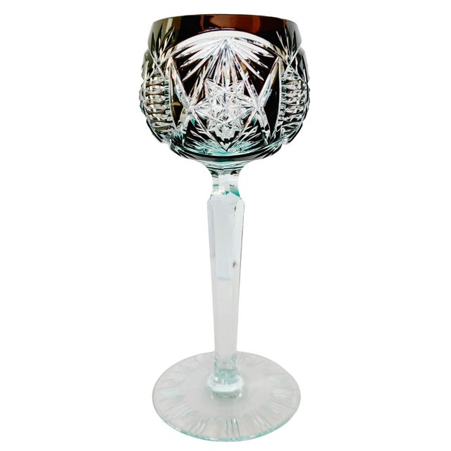 Mid-Century Bohemian Cut-to-Clear Crystal Hock Wine Glasses, Set of 4 For Sale - Image 9 of 9