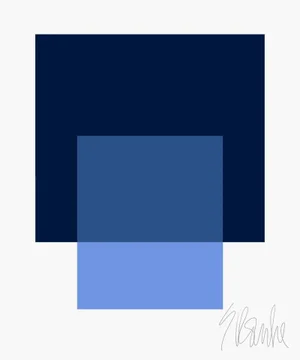 The Interaction of Navy Blue and French Blue Fine Art Print 45" X 55" by Liz Roache