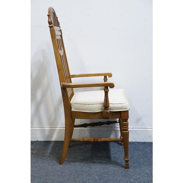Wood Bassett Furniture Centuria Collection Solid Pecan Mediterranean Style Dining Arm Chair 429-42-480 For Sale - Image 7 of 10