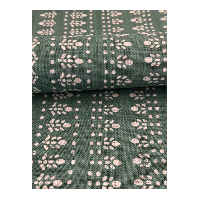 Alice Sergeant Textiles Najwa Reverse Linen Fabric in Pool Colorway 1 Yard Hand Printed For Sale