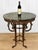 An Original 1940's Victorian Revival Round Side Table Heavily Decorated Wrought Iron Base with Scrolled Acanthus Motif...