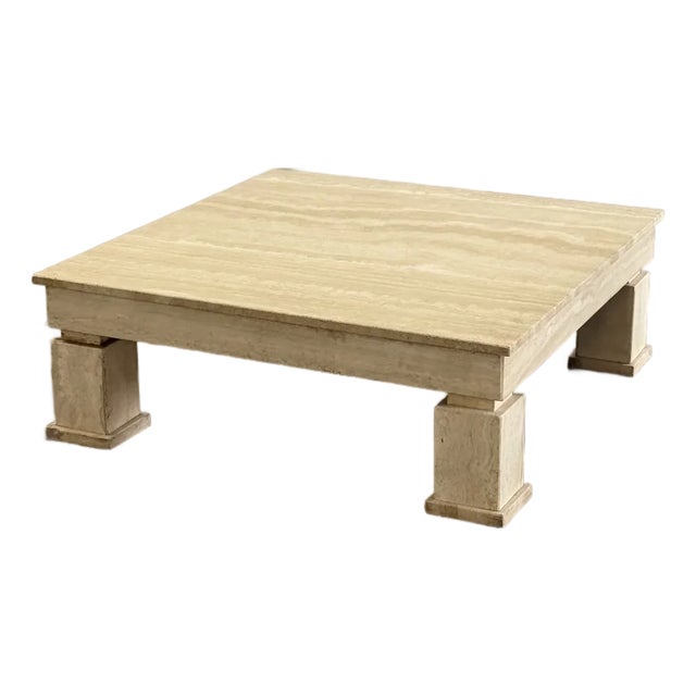 1970s Modernist Solid Travertine Coffee Table For Sale