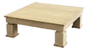 1970s Modernist Solid Travertine Coffee Table
