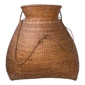 Monumental Vintage Asian Fish Trap Basket Large Handwoven Wicker Creel Sculptural Organic Modern Decor