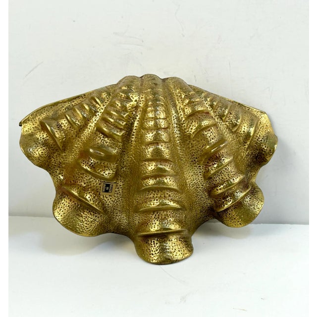 Sculptural Brass Shell Trinket Bowl With Fluted Edges For Sale - Image 10 of 11