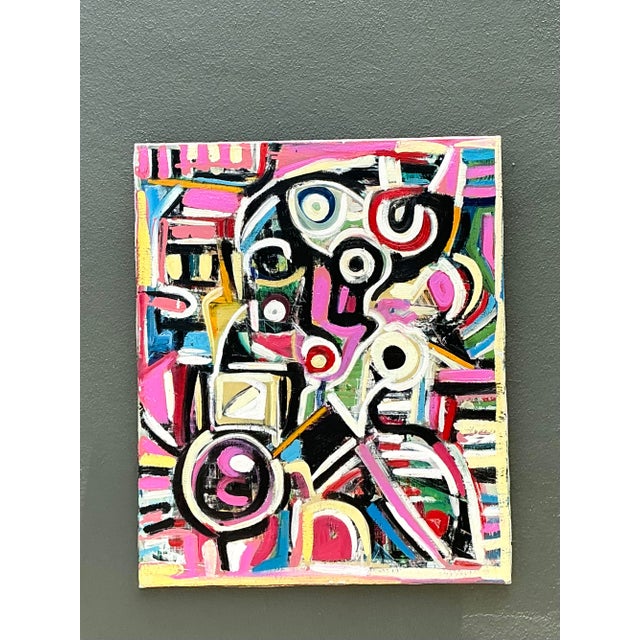 Vintage Geometric Vibrant Terry J Frid Oil on Canvas For Sale - Image 11 of 17