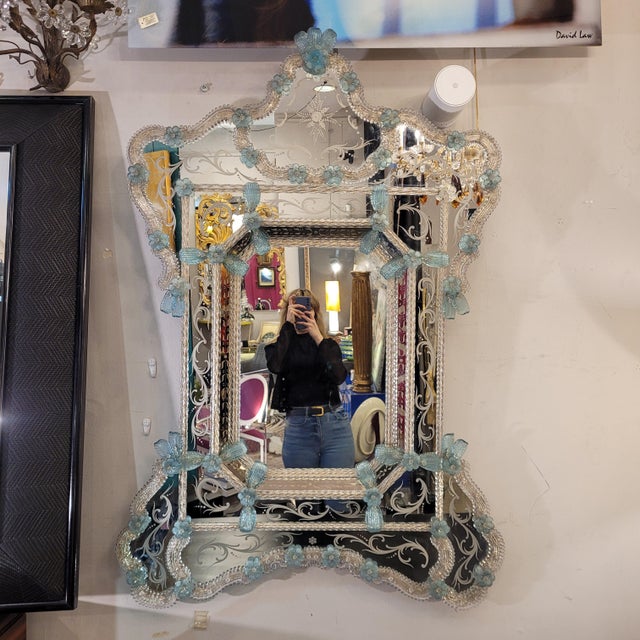 Acid Etched Murano Glass Mirror from Ongaro e Fuga, Italy, 1960s For Sale - Image 3 of 18