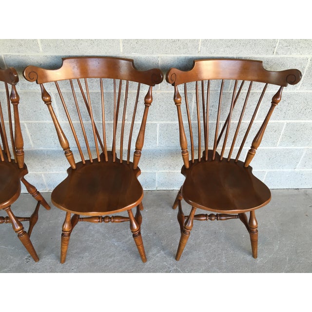 English Ethan Allen Windsor Brace Back Side Chairs (14-6072) - Set of 4 For Sale - Image 3 of 10