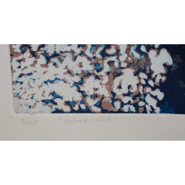 Blue Vintage Koi Pond "Second June" Etching W/ Aquatint by Thadd Evans C.1986 For Sale - Image 8 of 11