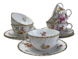 Tea Cups in French Porcelain, Set of 6