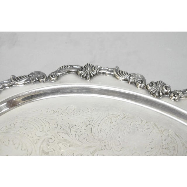 Vintage Sheffield Victorian Silver Plated Oval Platter Tray 25th Anniversary For Sale - Image 10 of 18
