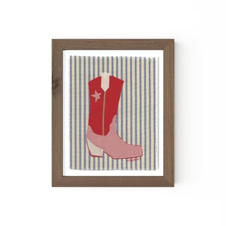 Polly the Cowboy Boot by Willa Heart in Walnut Frame, Mini Art Print For Sale