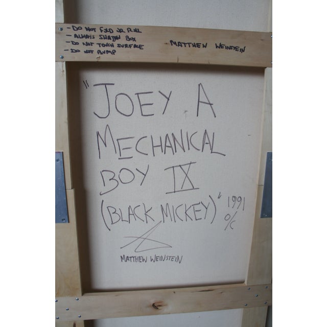 "Joey a Mechanical Boy (Black Mickey)" Abstract Oil Painting on Linen by Matthew Weinstein For Sale - Image 9 of 10