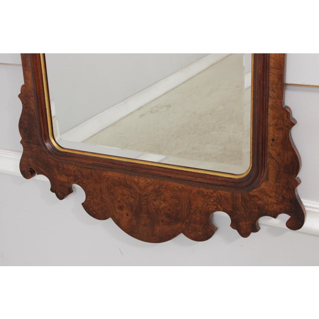 Henredon Henredon Chippendale Burl Elm Hanging Mirror For Sale - Image 4 of 15
