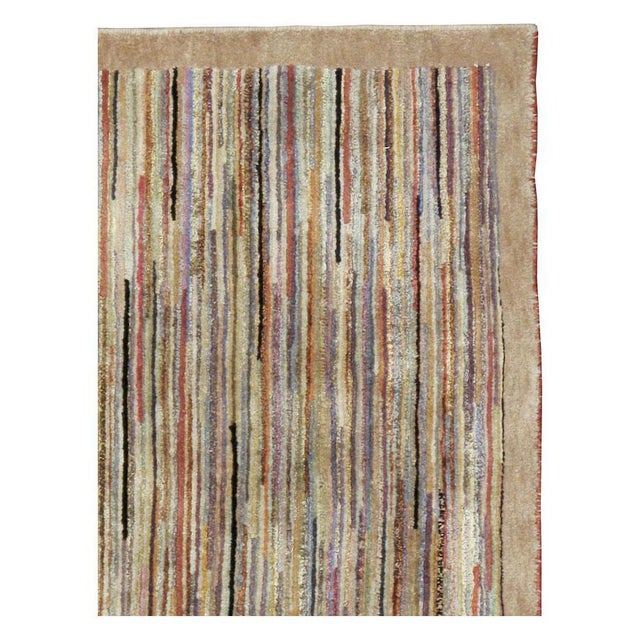 Art Deco Galerie Shabab Collection Mid-20th Century Chinese Art Deco Throw Rug For Sale - Image 3 of 9