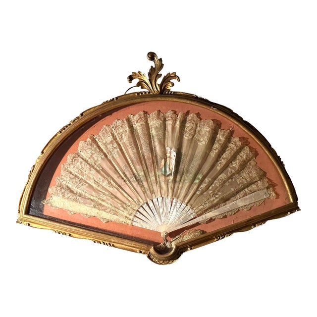 French Fan in Florentine Fan Case For Sale