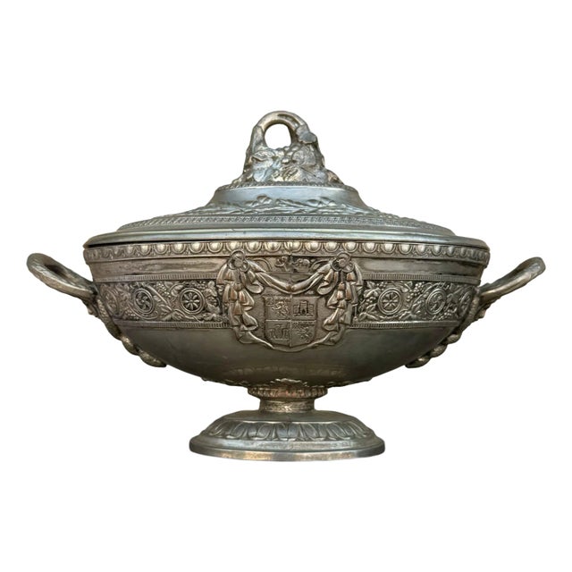 Vintage Corbell & Co. Silver-Plated Tureen – Ornate Design With Medusa Handles For Sale