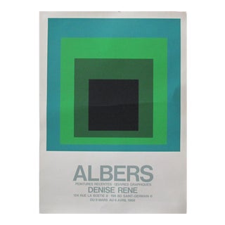 1968 Orignal French Exhibition Poster - Josef Albers, Denise Rene Gallery (Blue) For Sale