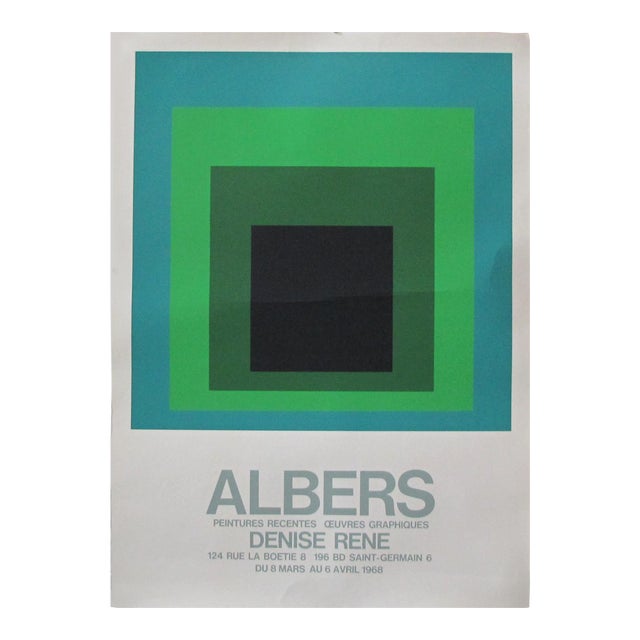 1968 Orignal French Exhibition Poster - Josef Albers, Denise Rene Gallery (Blue) For Sale