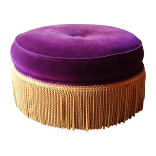 Purple And Gold Round Ottoman For Sale