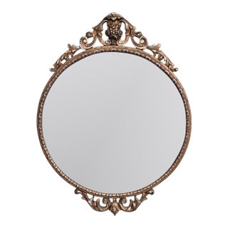 1920s Art Deco Gilt Round Small Mirror For Sale