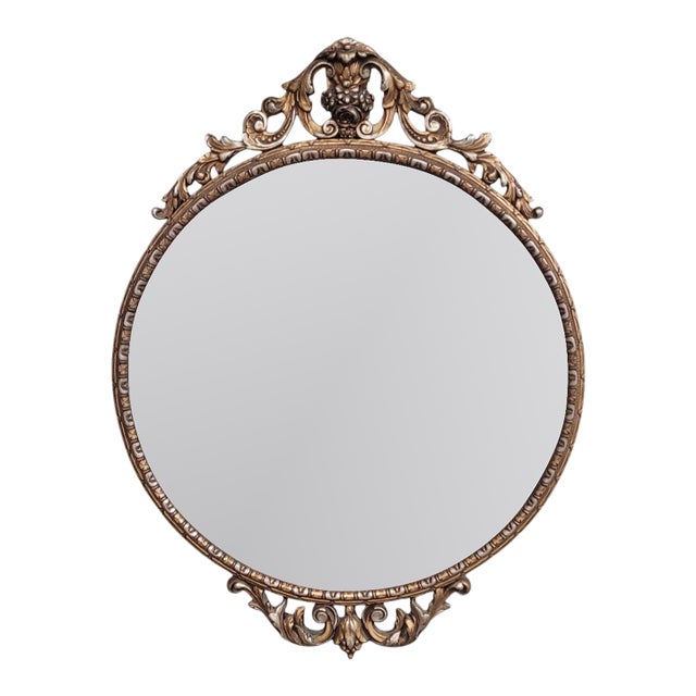 1920s Art Deco Gilt Round Small Mirror For Sale