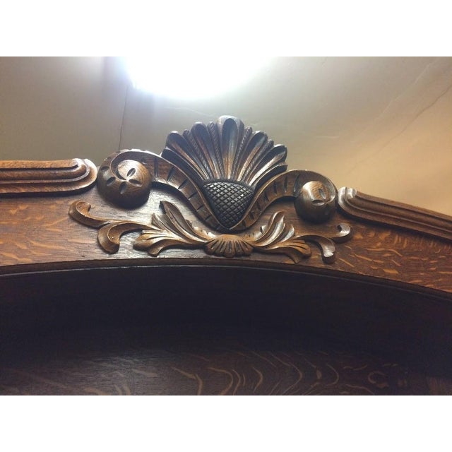 Brown Antique Oak Buffet, Carved Victorian Buffet Bar For Sale - Image 8 of 16