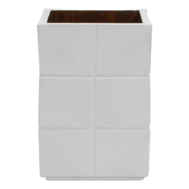 Waste Bin in White Shagreen by R&y Augousti For Sale