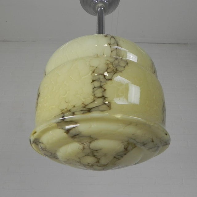 Art Deco Pendant Lamp with Marbled Glass Shade, 1930s For Sale - Image 6 of 17