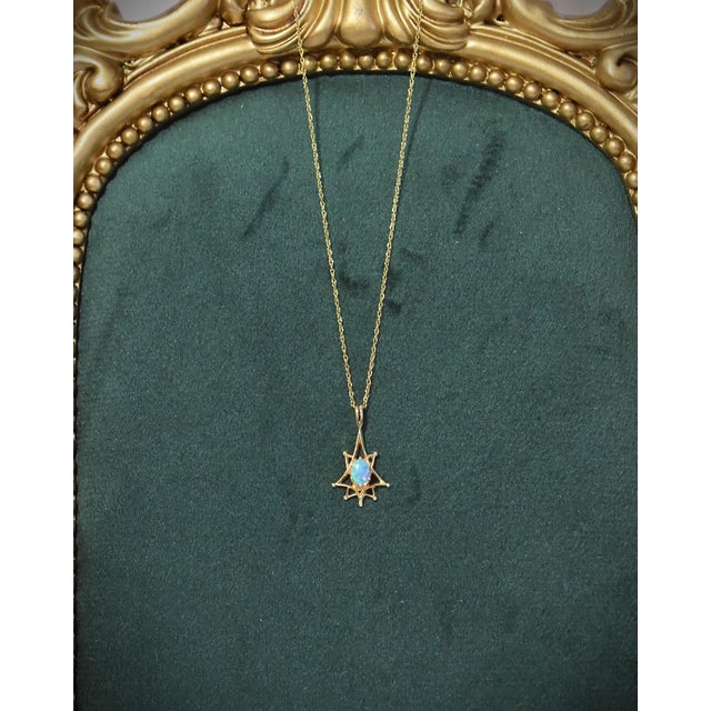 Late 20th Century Opal 14k Yellow Gold Dainty Pendant for Necklace For Sale - Image 14 of 17
