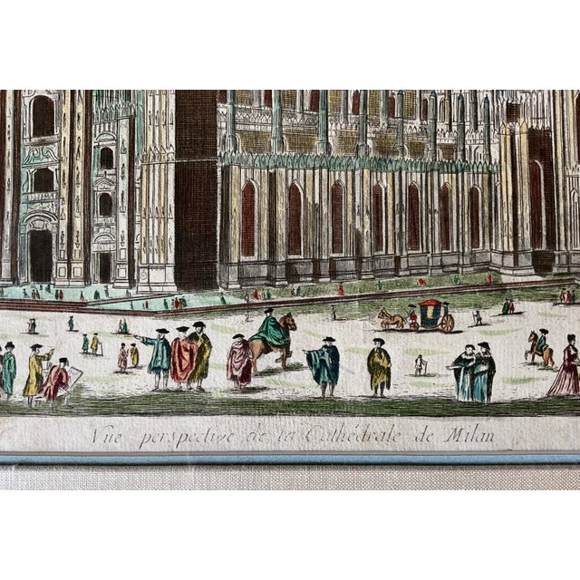 Antique Hand Colored Copper Engraving Milan Cathedral Louis Joseph Mondhare Paris 1770 For Sale - Image 9 of 12