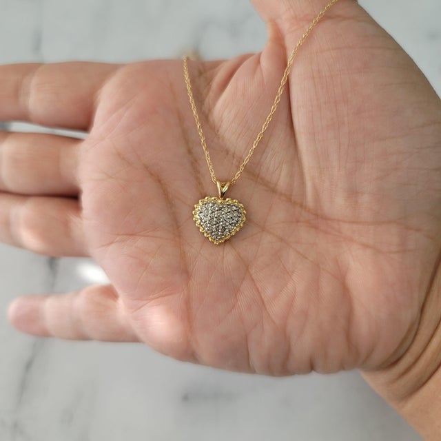 Contemporary Small Diamond Pave Diamond Necklace .50cttw 14k Two-Toned Gold 16" For Sale - Image 3 of 4