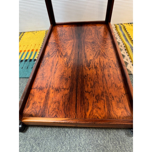 Wood Rosewood Bi-Level Trolley, Vintage For Sale - Image 7 of 14