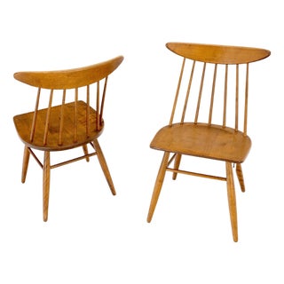 Pair of Mid-Century Modern Solid Maple Conant Ball Russel Right Sid Chairs Mint! For Sale