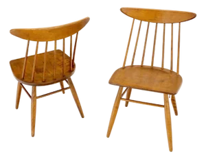 Pair of Mid-Century Modern Solid Maple Conant Ball Russel Right Sid Chairs Mint!
