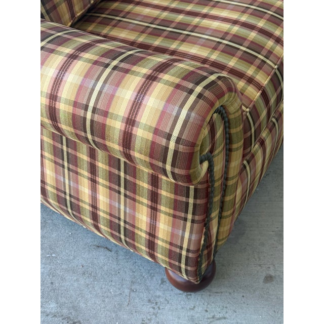 Textile Ethan Allen Upholstered Club Chair With Ottoman For Sale - Image 7 of 12