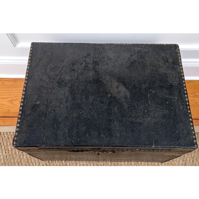 Antique Leather Stage Coach Traveling Trunk For Sale - Image 11 of 16