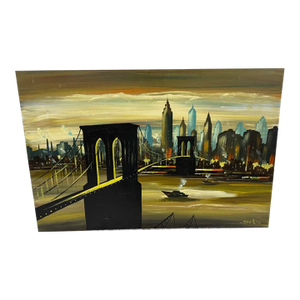 Edgar a Starek Painting Oil on Board Signed 1976 New York City