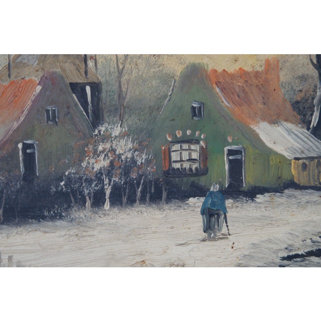 Textile Vintage L Brugman Winter River Landscape Oil Painting on Board 29" For Sale - Image 7 of 11