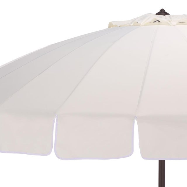 Modern Panza 9 Ft Crank Umbrella, Ivory/Brown Pole For Sale - Image 3 of 8